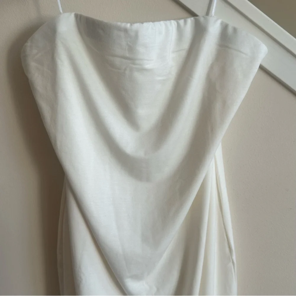 Reformation x Laura Harrier Etta Strapless Knit Bodycon Midi Dress Cream L NWT